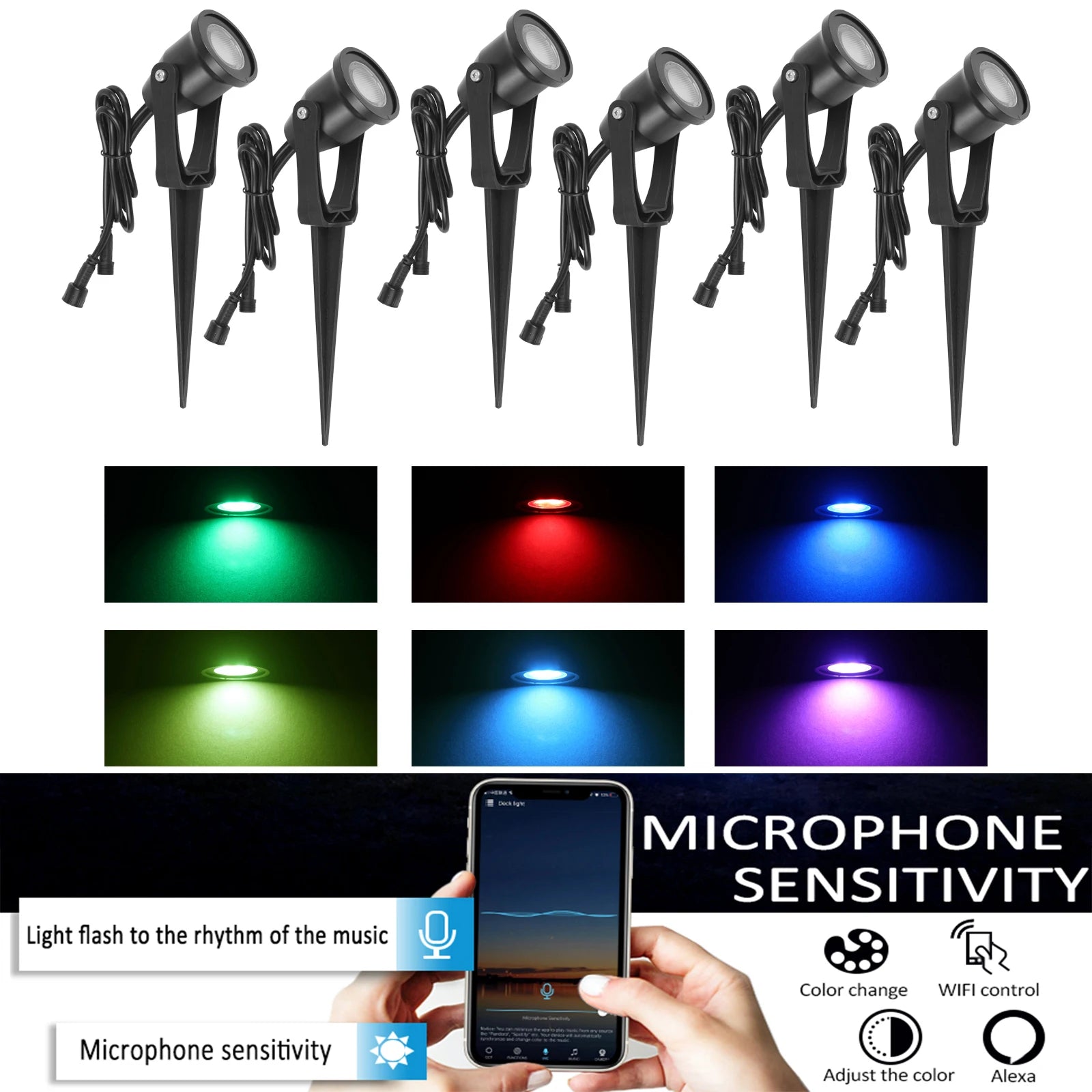 Magic Home/Alexa LED WIFI Smart Lights Pathway Lawn Yard Driverway Landscape Lamps DC12V RGB Function Color Garden Lighting