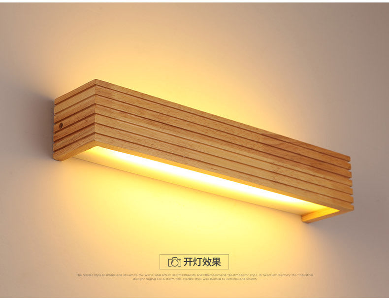 Modern Bathroom Mirror Wall Lamps Nordic Solid Wooden LED Sconce light   Linear Bedroom bedside Corridor staircase Lighting