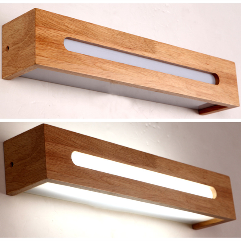 Modern Bathroom Mirror Wall Lamps Nordic Solid Wooden LED Sconce light   Linear Bedroom bedside Corridor staircase Lighting