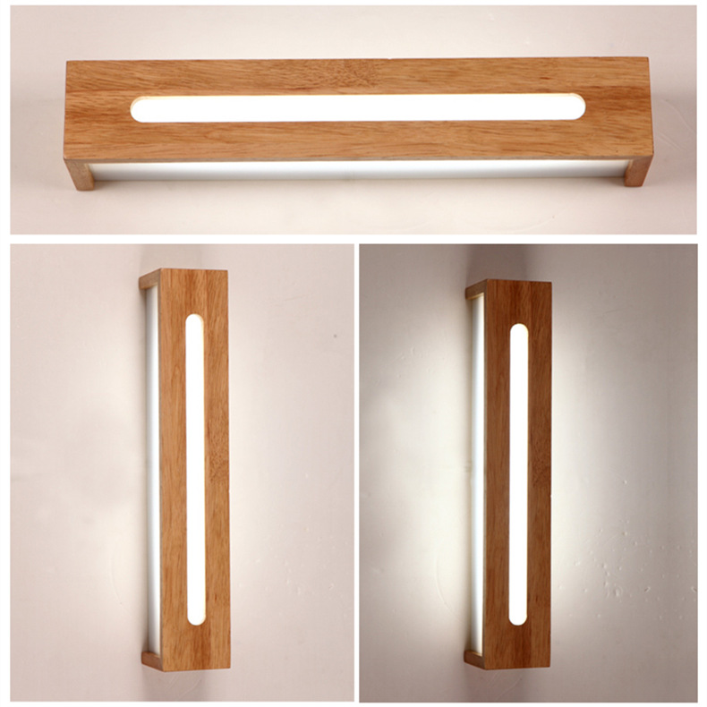 Modern Bathroom Mirror Wall Lamps Nordic Solid Wooden LED Sconce light   Linear Bedroom bedside Corridor staircase Lighting