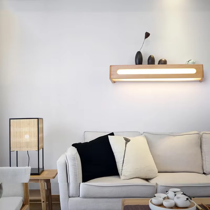 Modern Bathroom Mirror Wall Lamps Nordic Solid Wooden LED Sconce light   Linear Bedroom bedside Corridor staircase Lighting