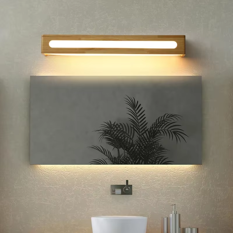 Modern Bathroom Mirror Wall Lamps Nordic Solid Wooden LED Sconce light   Linear Bedroom bedside Corridor staircase Lighting